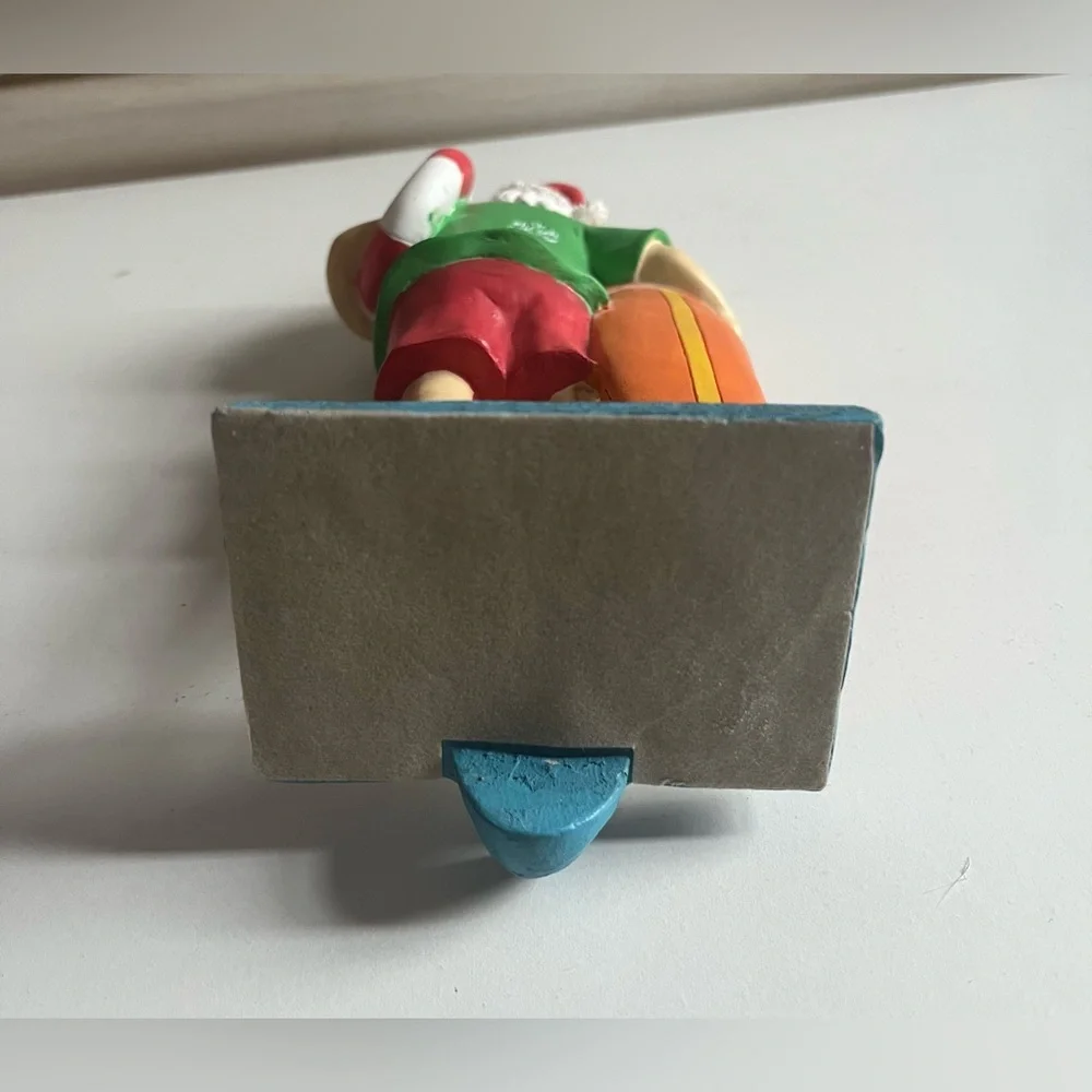 Christmas Mantle Surfing Santa Stocking Holder Holiday Decor Felted Bottom